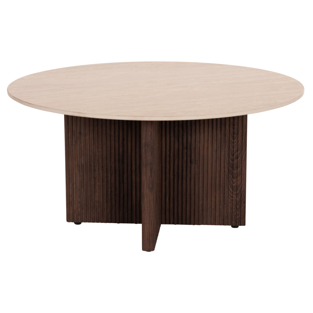 COFFEE TABLE SKY HM18329 CERAMIC TOP WITH TRAVERTINE STONE LOOK--MDF BASE Φ80x40H [5]