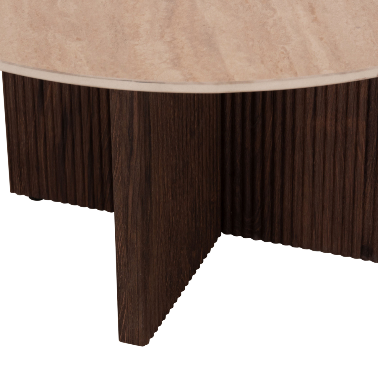 COFFEE TABLE SKY HM18329 CERAMIC TOP WITH TRAVERTINE STONE LOOK--MDF BASE Φ80x40H [9]