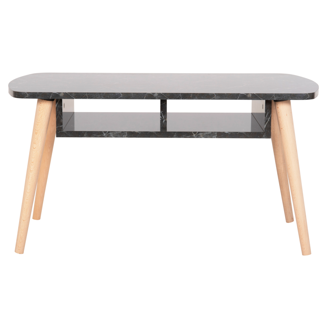 COFFEE TABLE SLIVEN HM18178.02 BLACK MARBLE MELAMINE-LEGS IN NATURAL COLOR 90x50x47,5Hcm. [3]