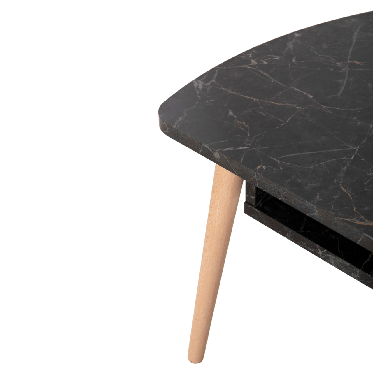 COFFEE TABLE SLIVEN HM18178.02 BLACK MARBLE MELAMINE-LEGS IN NATURAL COLOR 90x50x47,5Hcm. [6]
