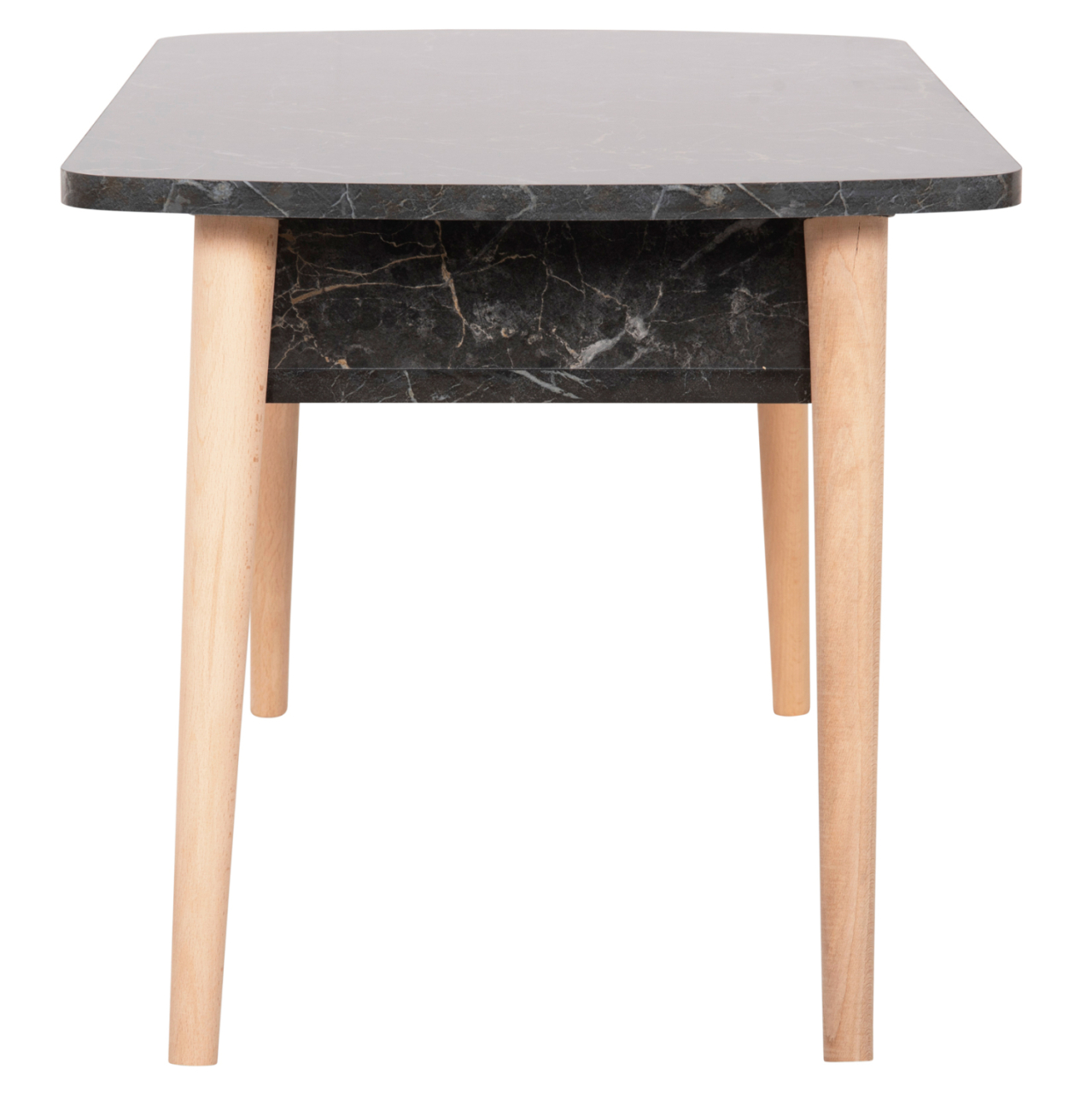 COFFEE TABLE SLIVEN HM18178.02 BLACK MARBLE MELAMINE-LEGS IN NATURAL COLOR 90x50x47,5Hcm. [4]