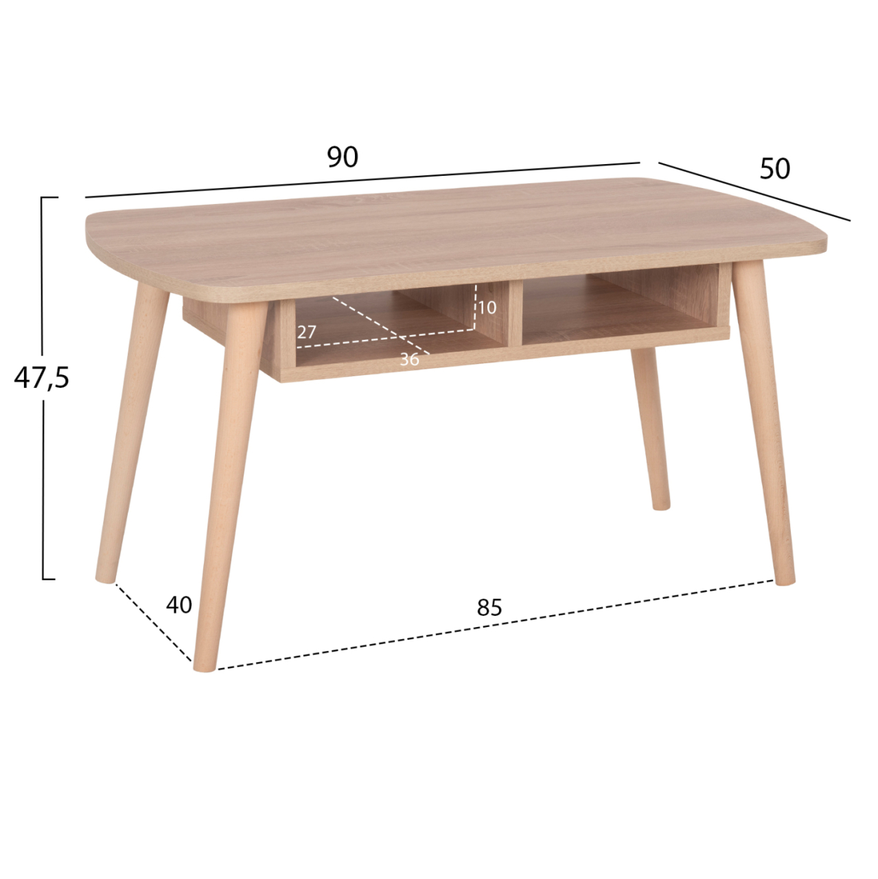 COFFEE TABLE SLIVEN HM18178.03 SONAMA MELAMINE-LEGS IN NATURAL COLOR 90x50x47,5Hcm. [2]