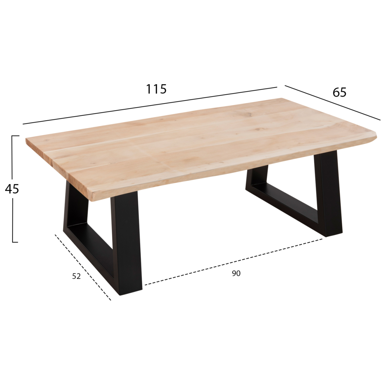 COFFEE TABLE SOFIA SLIM HM8502.21 ACACIA WOOD IN LIGHT NATURAL COLOR 115x65x41Hcm. [2]