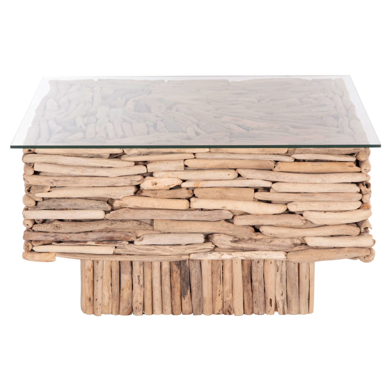 COFFEE TABLE SQUARE SPARROW HM9960 DRIFTWOOD--GLASS 95x95x51,5Hcm. [3]