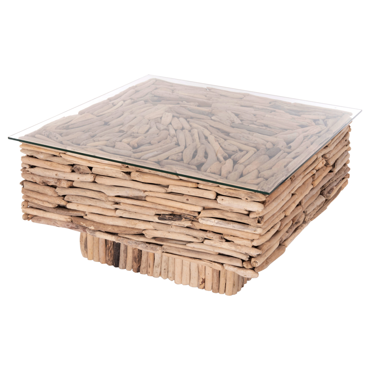COFFEE TABLE SQUARE SPARROW HM9960 DRIFTWOOD--GLASS 95x95x51,5Hcm. [4]