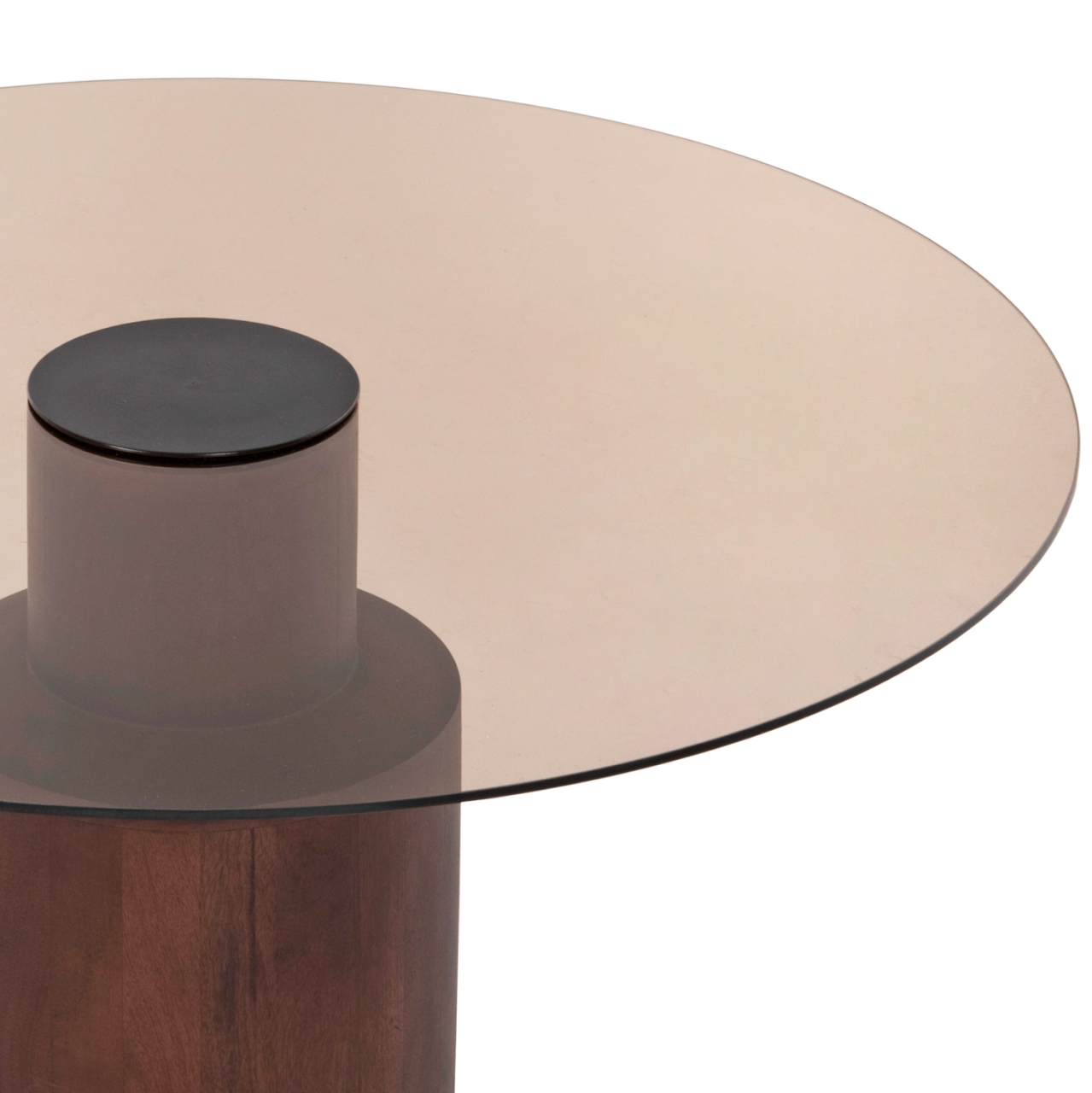COFFEE TABLE SUNNET HM9670 MANGO WOOD IN BROWN-GLASS TOP Φ80x41Hcm. [4]