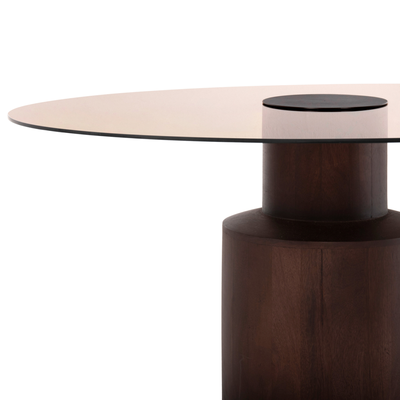 COFFEE TABLE SUNNET HM9670 MANGO WOOD IN BROWN-GLASS TOP Φ80x41Hcm. [5]