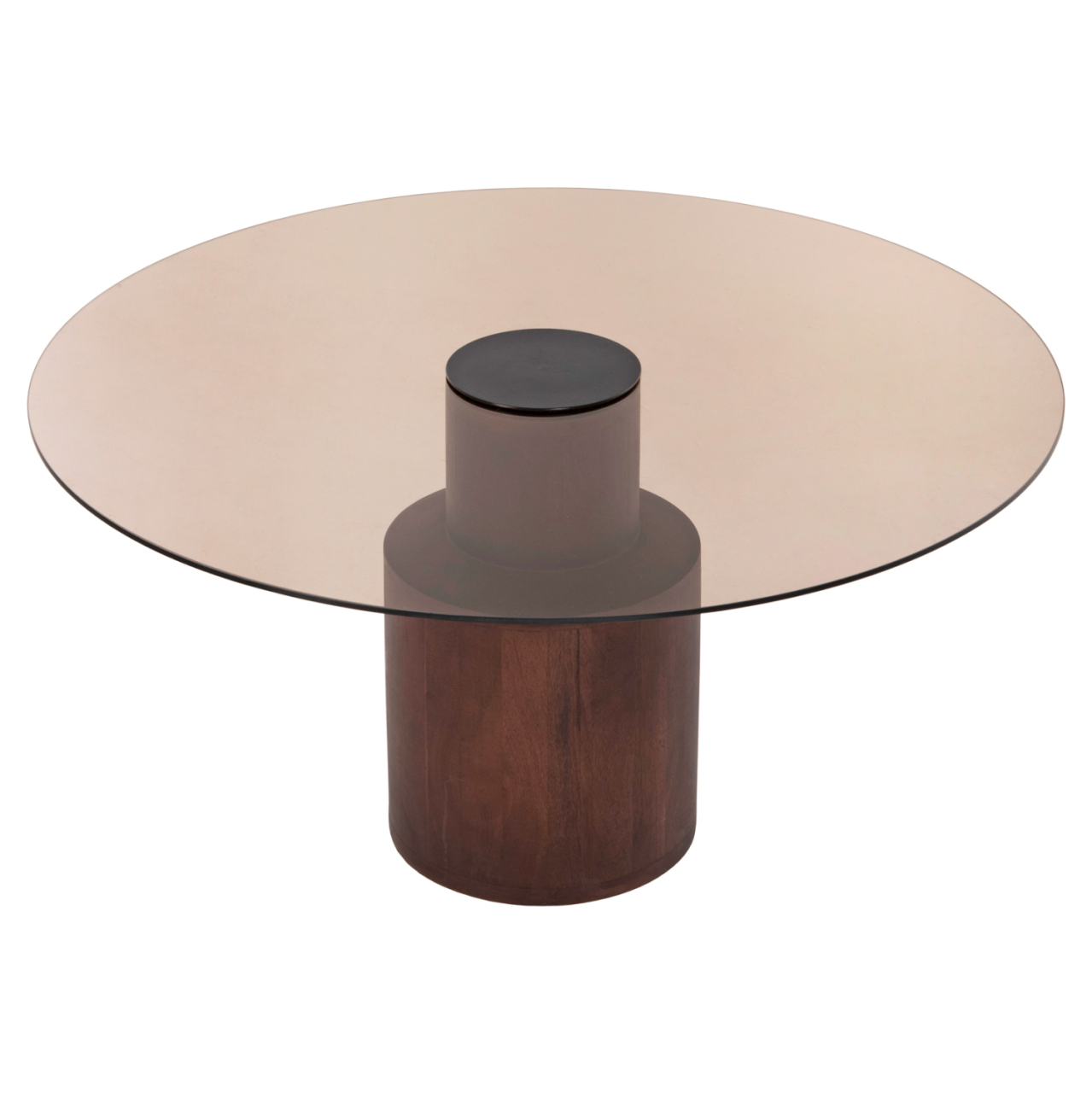 COFFEE TABLE SUNNET HM9670 MANGO WOOD IN BROWN-GLASS TOP Φ80x41Hcm. [3]