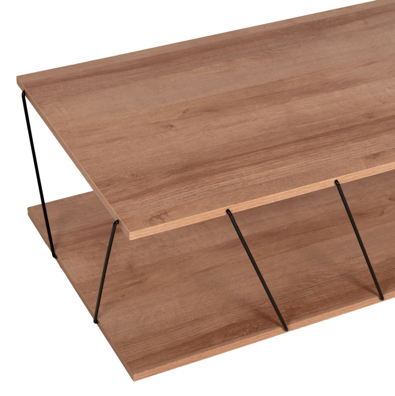 COFFEE TABLE TARS HM8927.11 NATURAL OAK MELAMINE-BLACK METAL RODS 120Χ50Χ30Hcm. [4]