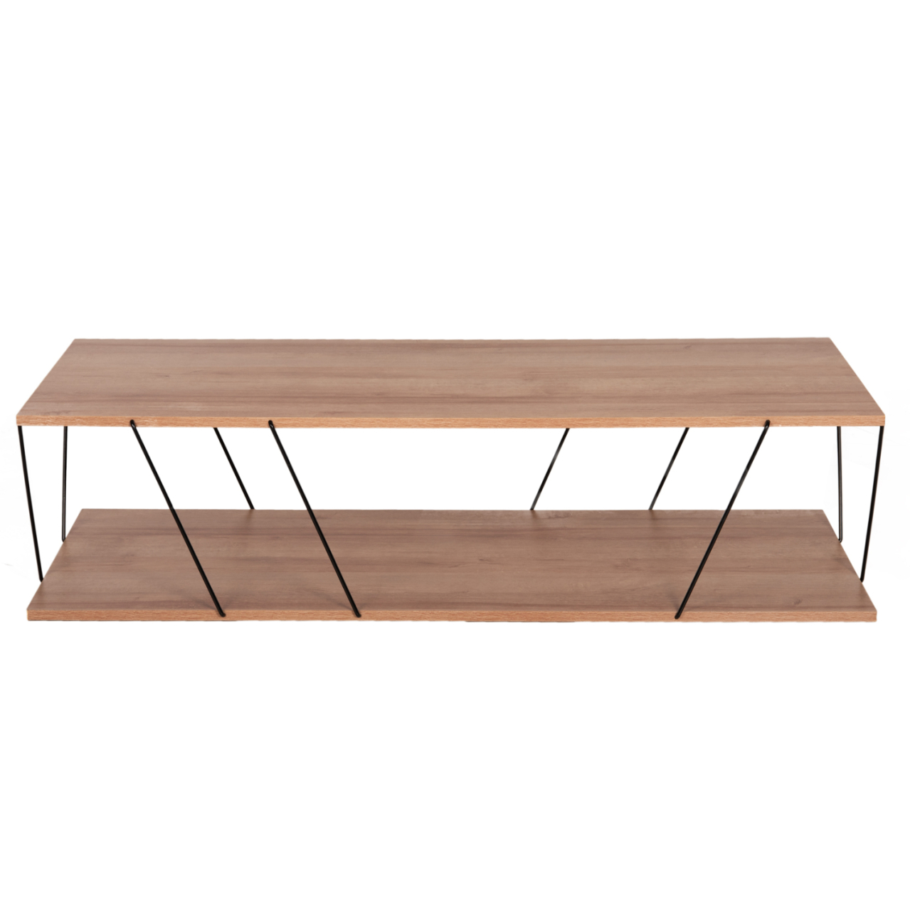 COFFEE TABLE TARS HM8927.11 NATURAL OAK MELAMINE-BLACK METAL RODS 120Χ50Χ30Hcm. [3]