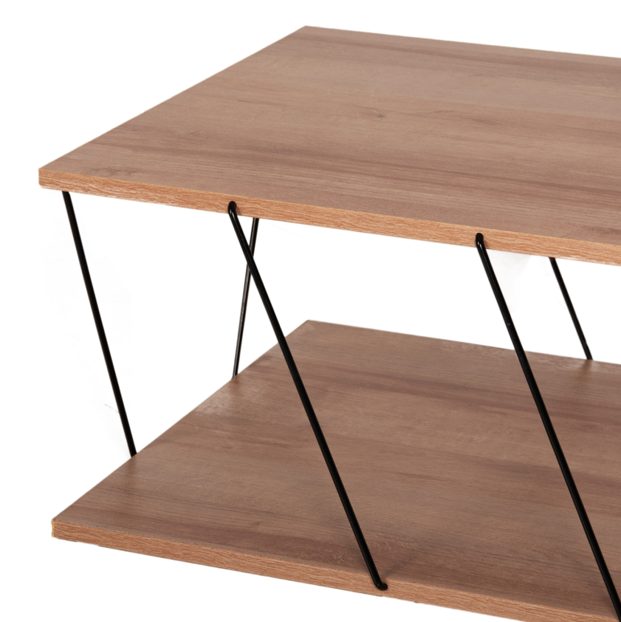 COFFEE TABLE TARS HM8927.11 NATURAL OAK MELAMINE-BLACK METAL RODS 120Χ50Χ30Hcm. [7]
