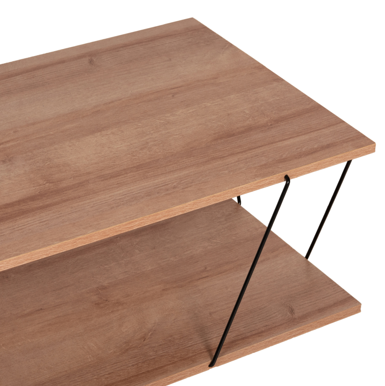 COFFEE TABLE TARS HM8927.11 NATURAL OAK MELAMINE-BLACK METAL RODS 120Χ50Χ30Hcm. [5]