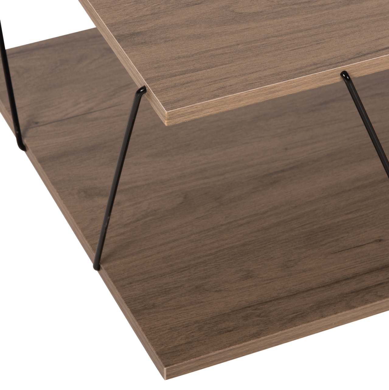 COFFEE TABLE TARS HM8927.12 WALNUT MELAMINE-BLACK METAL RODS 120Χ50Χ30Hcm. [4]