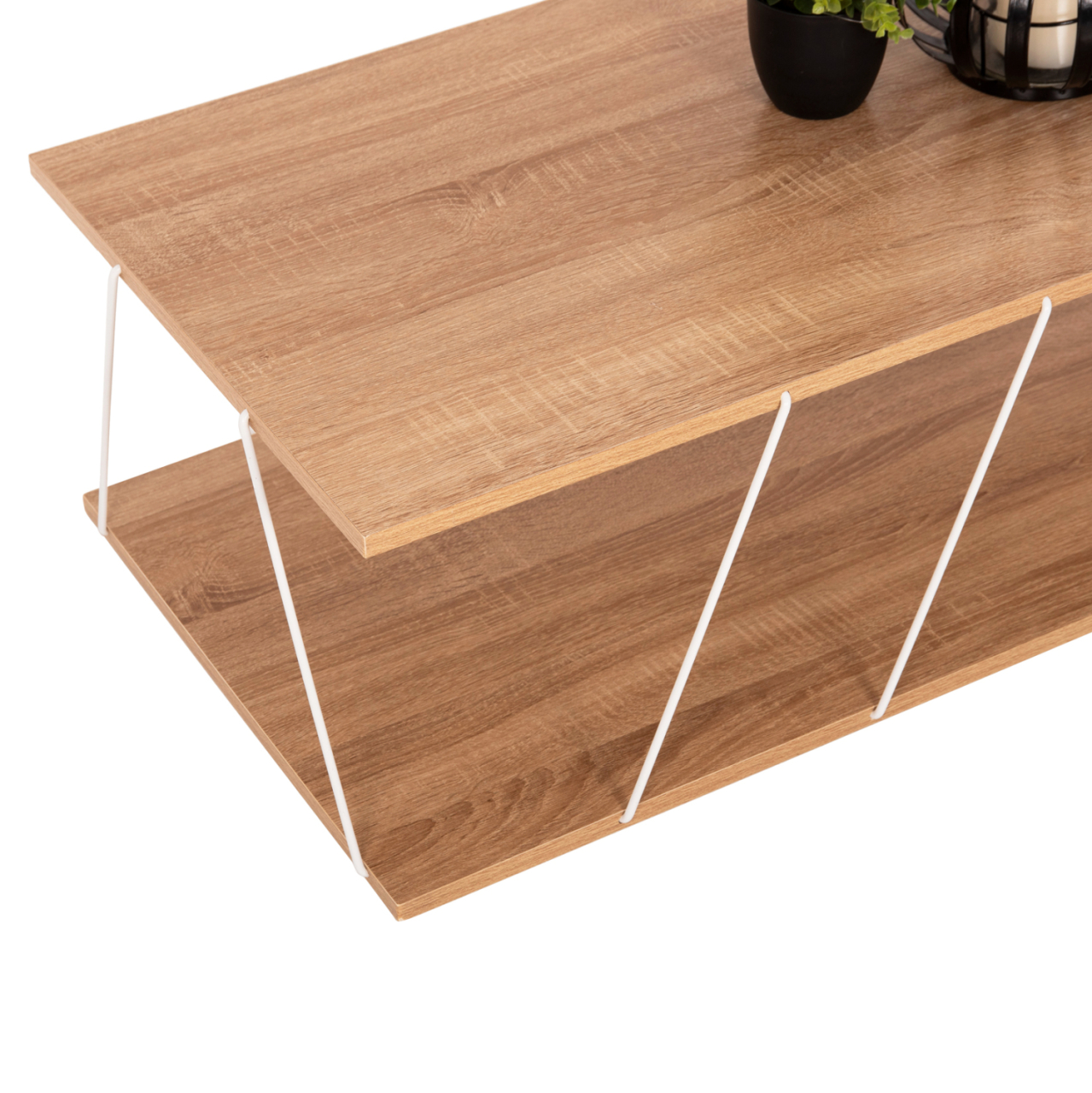 COFFEE TABLE TARS HM8927.14 SONOMA MELAMINE-WHITE METAL RODS 120Χ50Χ30Hcm. [4]