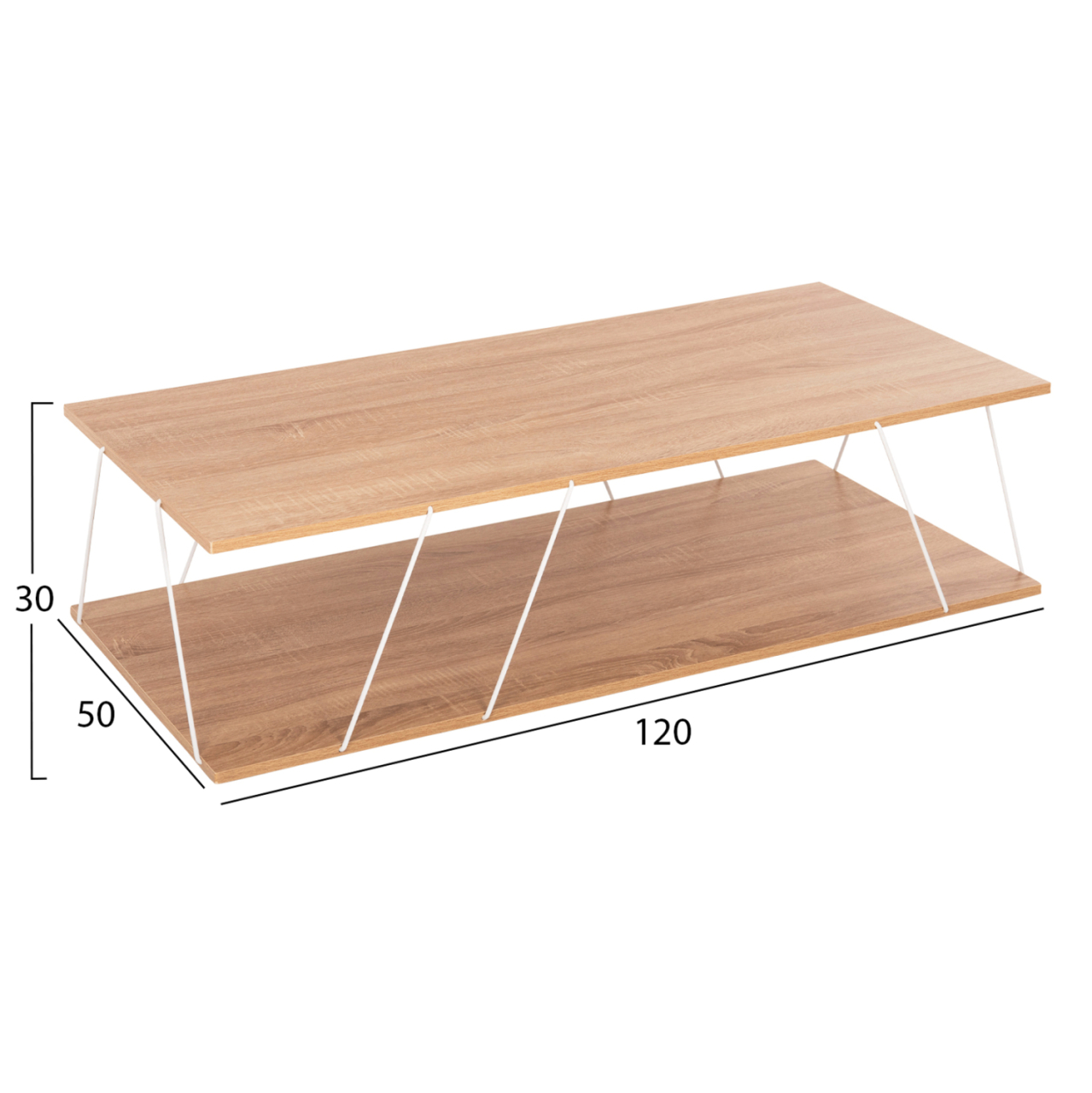 COFFEE TABLE TARS HM8927.14 SONOMA MELAMINE-WHITE METAL RODS 120Χ50Χ30Hcm. [2]