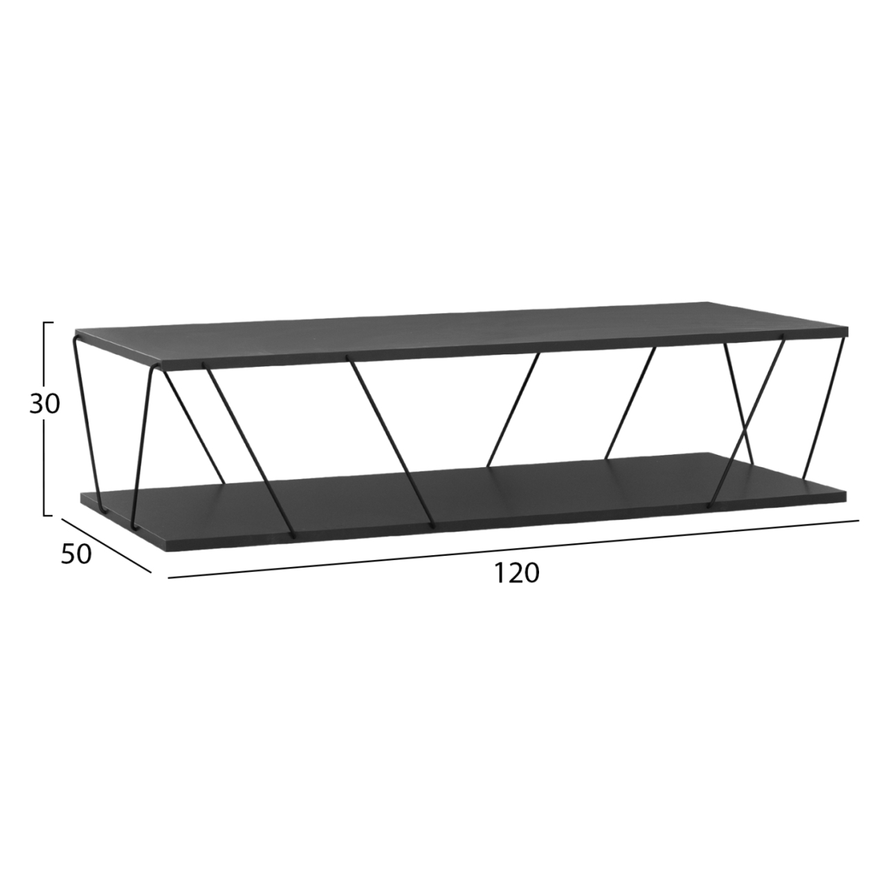 COFFEE TABLE TARS HM8927.20 GREY MELAMINE-BLACK METAL RODS 120Χ50Χ30Hcm. [2]