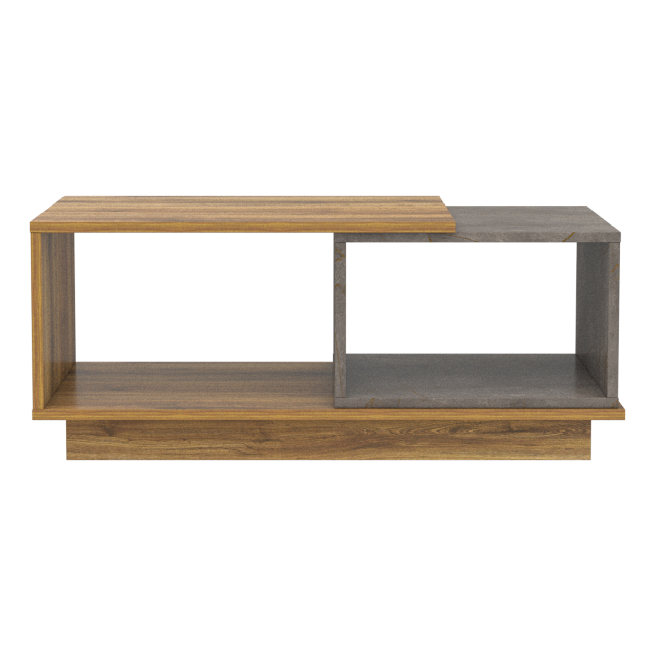 COFFEE TABLE TELES HM18181.06 MELAMINE IN NATURAL WOOD and GREY MARBLE COLOR 100x45x42Hcm. [2]