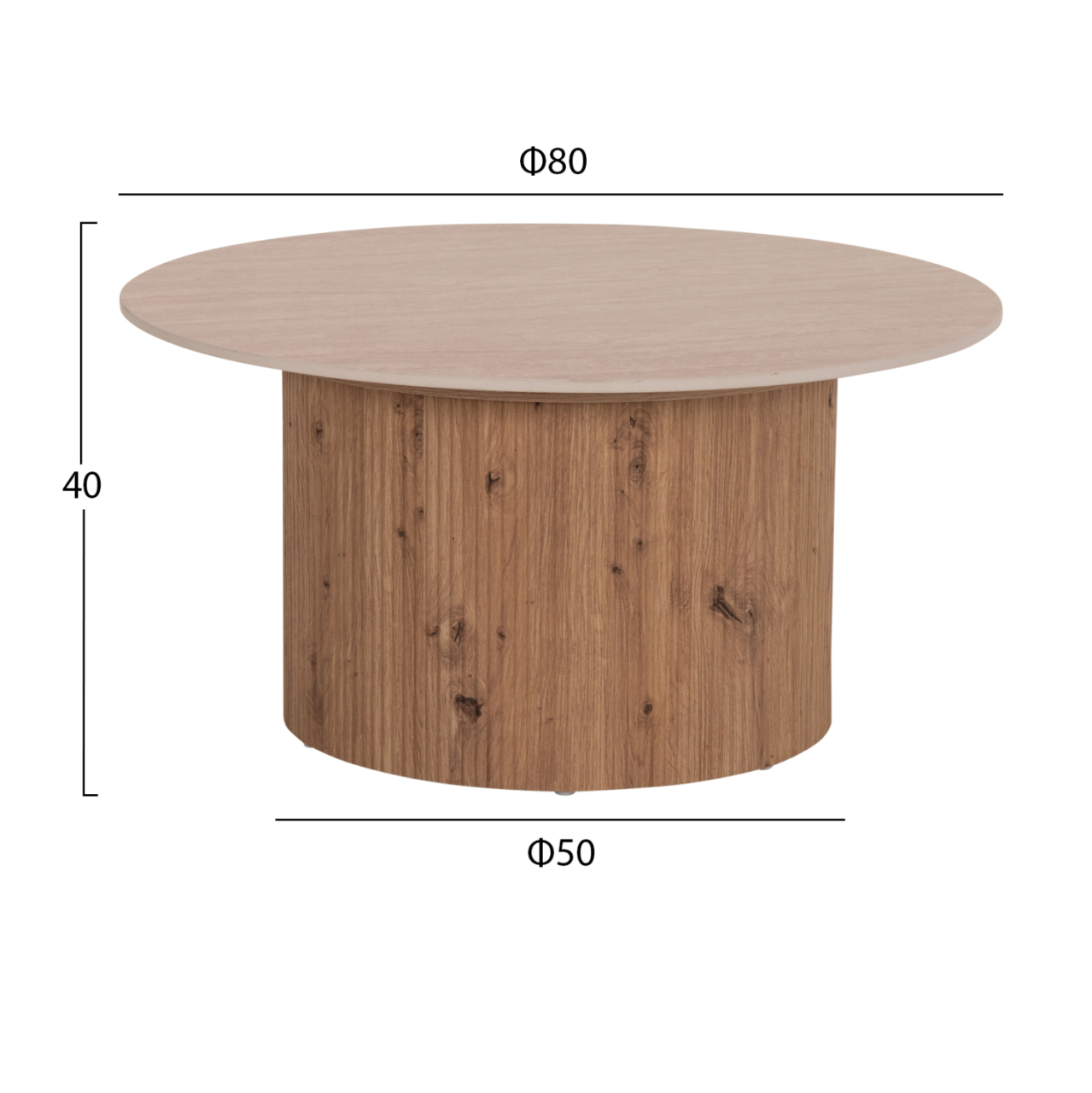 COFFEE TABLE TWIL HM18325 CERAMIC TOP IN TRAVERTINE STONE LOOK--MDF BASE Φ80x40Hcm. [2]