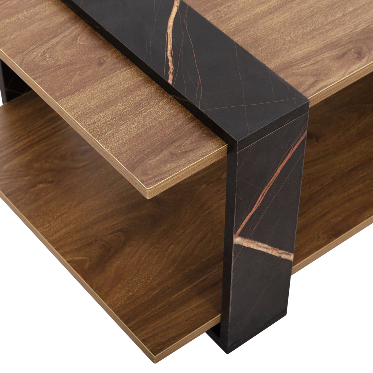 COFFEE TABLE WILMA HM8950.12 MELAMINE IN NATURAL-BLACK MARBLE 80Χ50Χ35Hcm. [10]