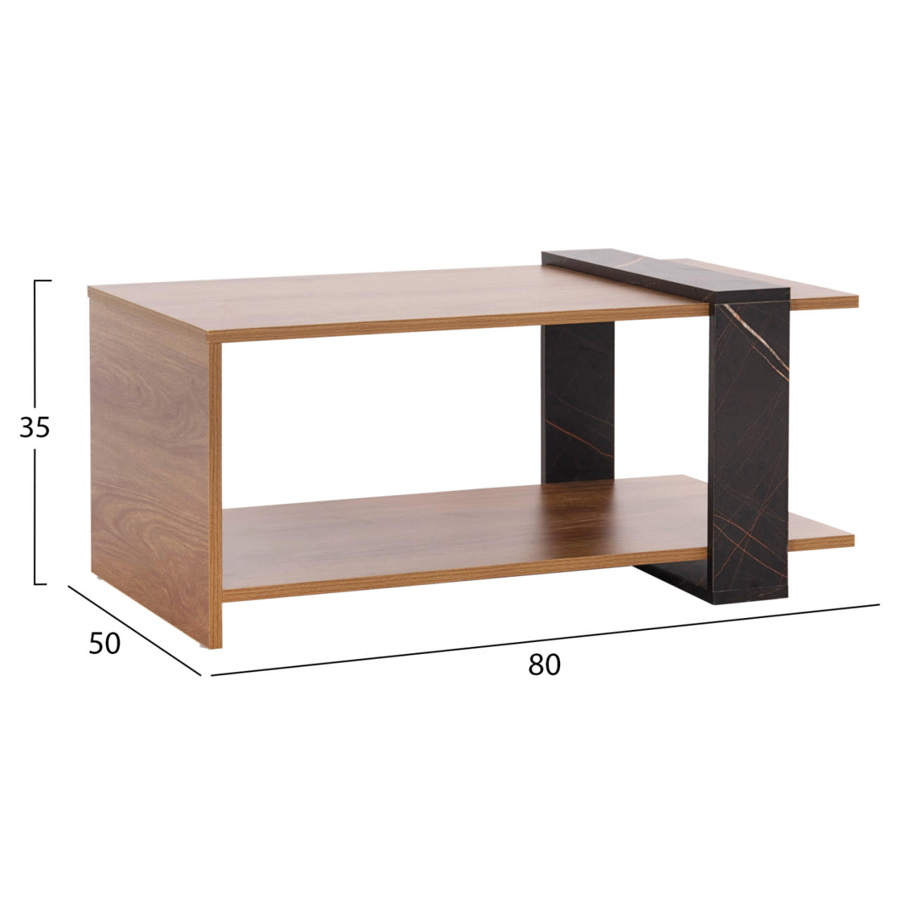 COFFEE TABLE WILMA HM8950.12 MELAMINE IN NATURAL-BLACK MARBLE 80Χ50Χ35Hcm. [2]