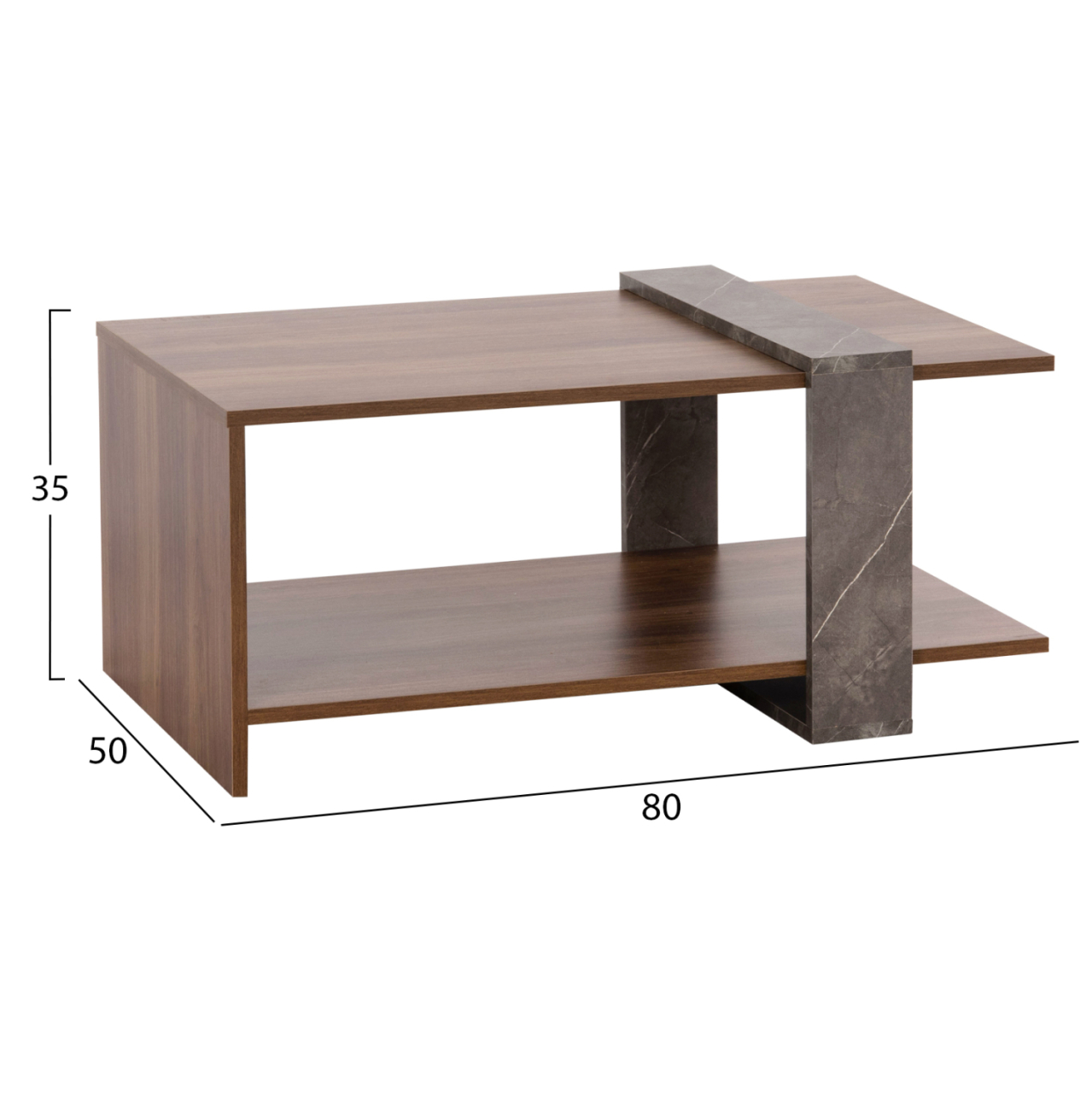 COFFEE TABLE WILMA HM8950.13 MELAMINE IN NATURAL-GREYISH STONE TEXTURE 80Χ50Χ35Hcm. [2]