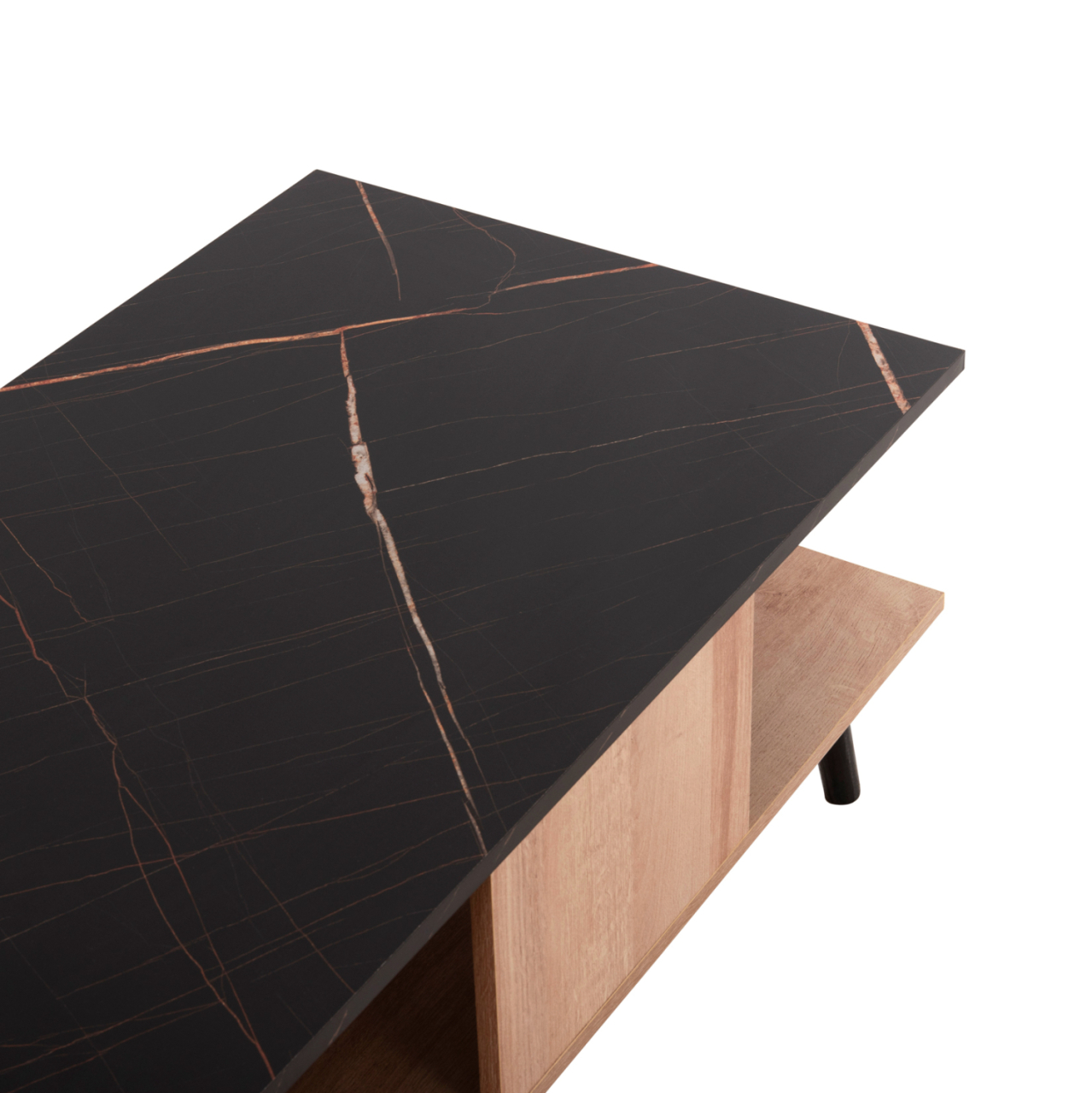 COFFEE TABLE WITH SHELF GUNNEZ HM9036.22 OAK-BLACK MARBLE LOOK 90x54x38,5H cm. [5]