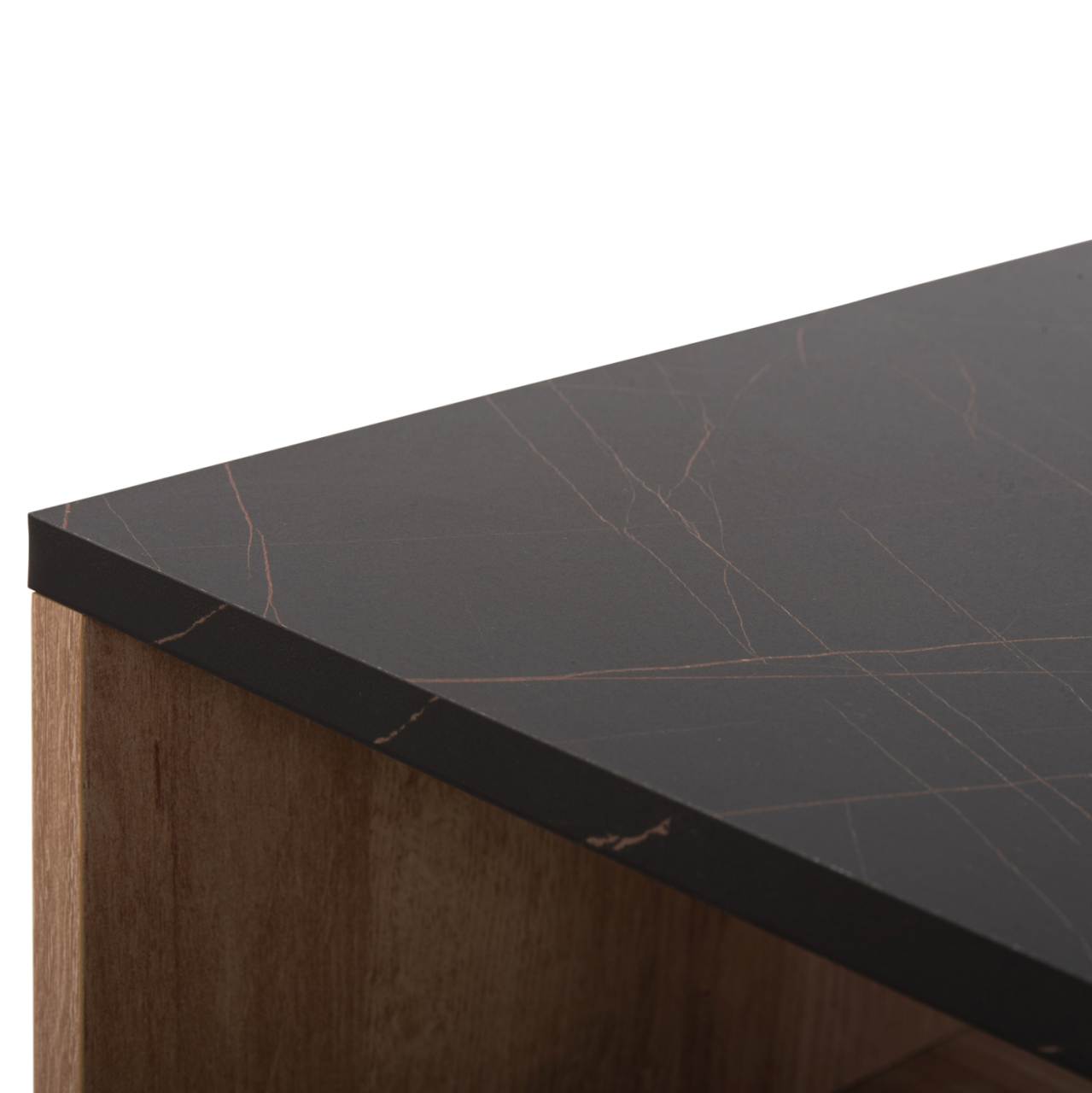 COFFEE TABLE WITH SHELF GUNNEZ HM9036.22 OAK-BLACK MARBLE LOOK 90x54x38,5H cm. [6]