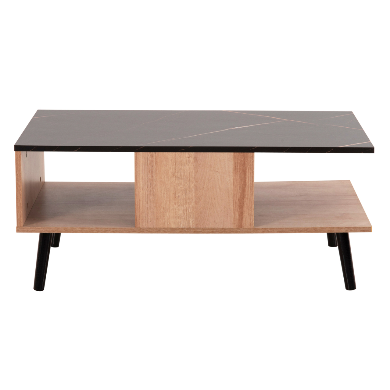 COFFEE TABLE WITH SHELF GUNNEZ HM9036.22 OAK-BLACK MARBLE LOOK 90x54x38,5H cm. [3]