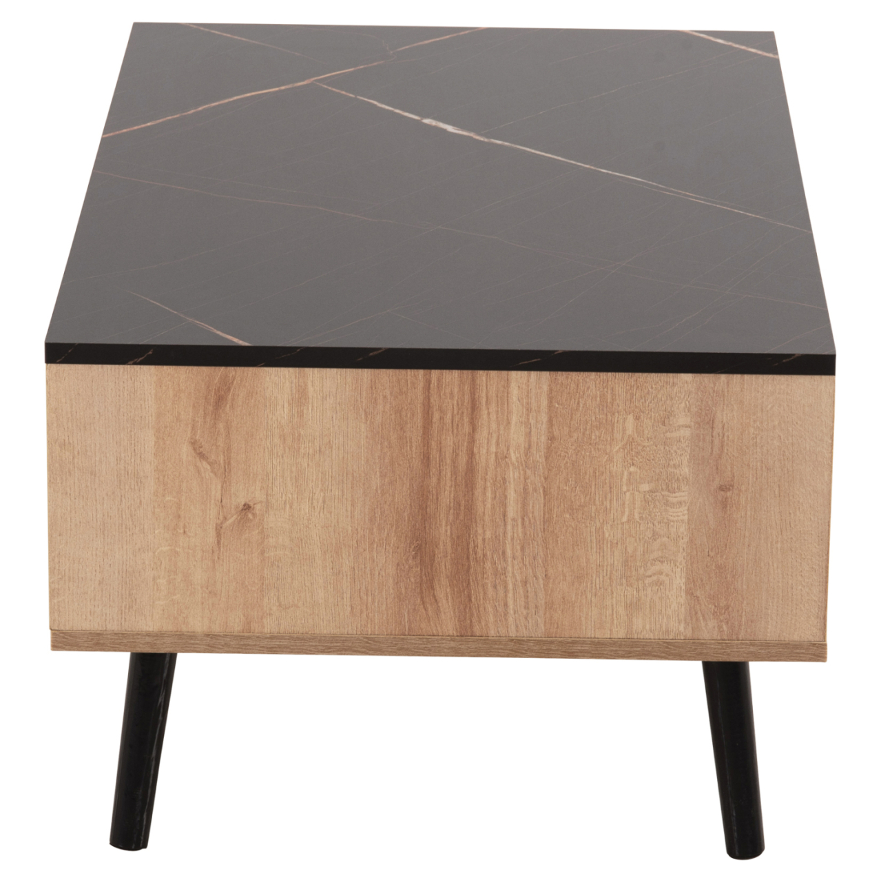 COFFEE TABLE WITH SHELF GUNNEZ HM9036.22 OAK-BLACK MARBLE LOOK 90x54x38,5H cm. [4]