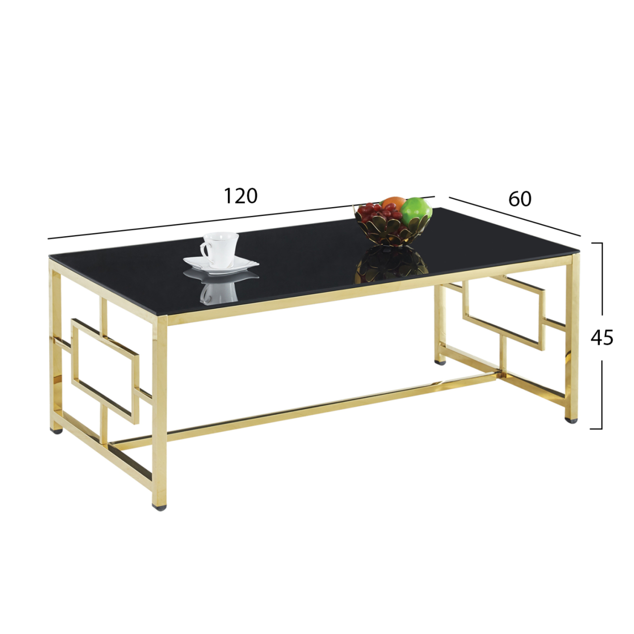 Coffee table YARA HM8623.02 by black glass and gilded framework 120X60Χ45 cm [2]