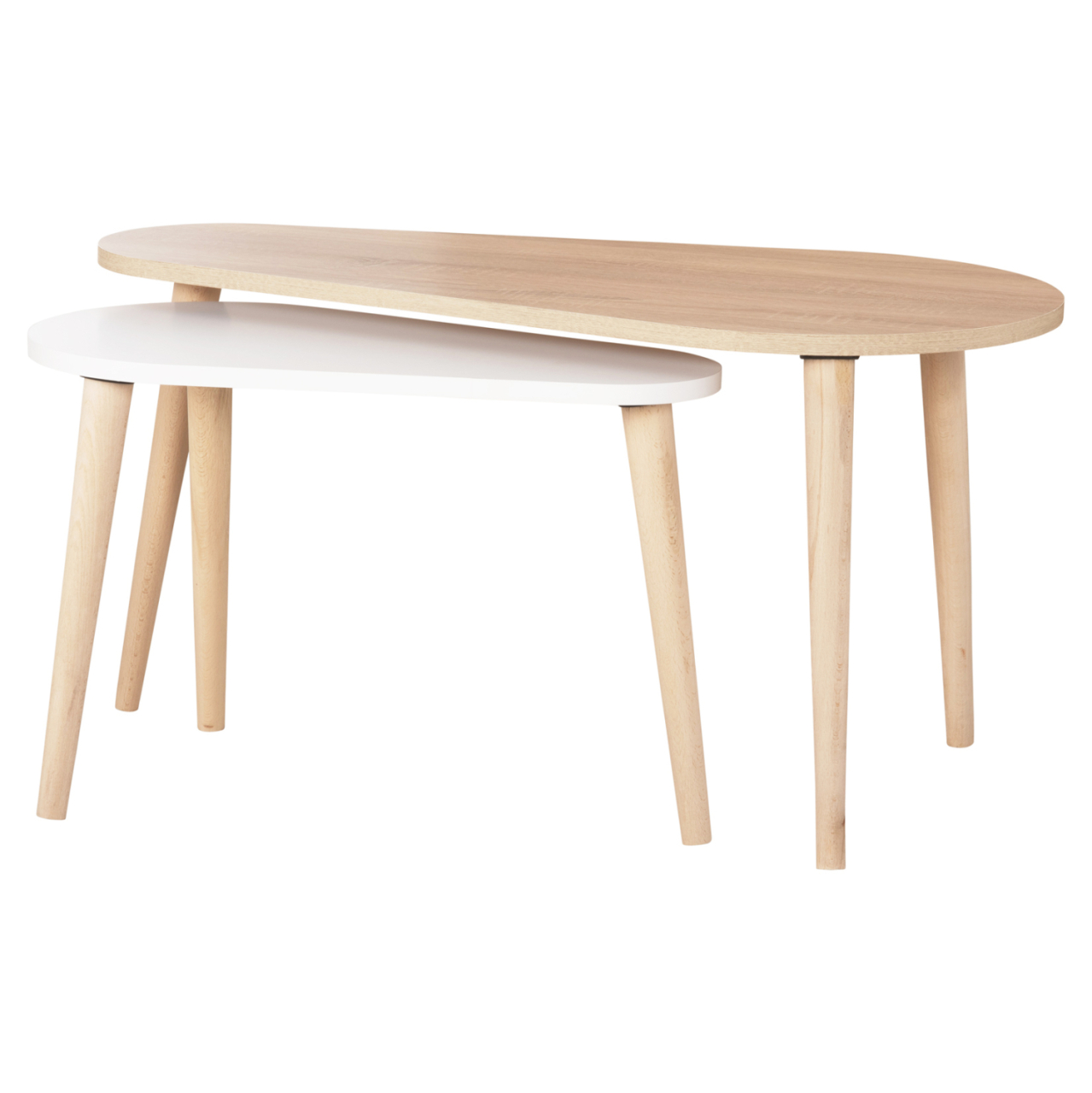 COFFEE TABLES 2PCS APRILIA HM18179.04 MELAMINE IN SONAMA and WHITE-WOODEN LEGS IN NATURAL 94x47x47Hcm [4]