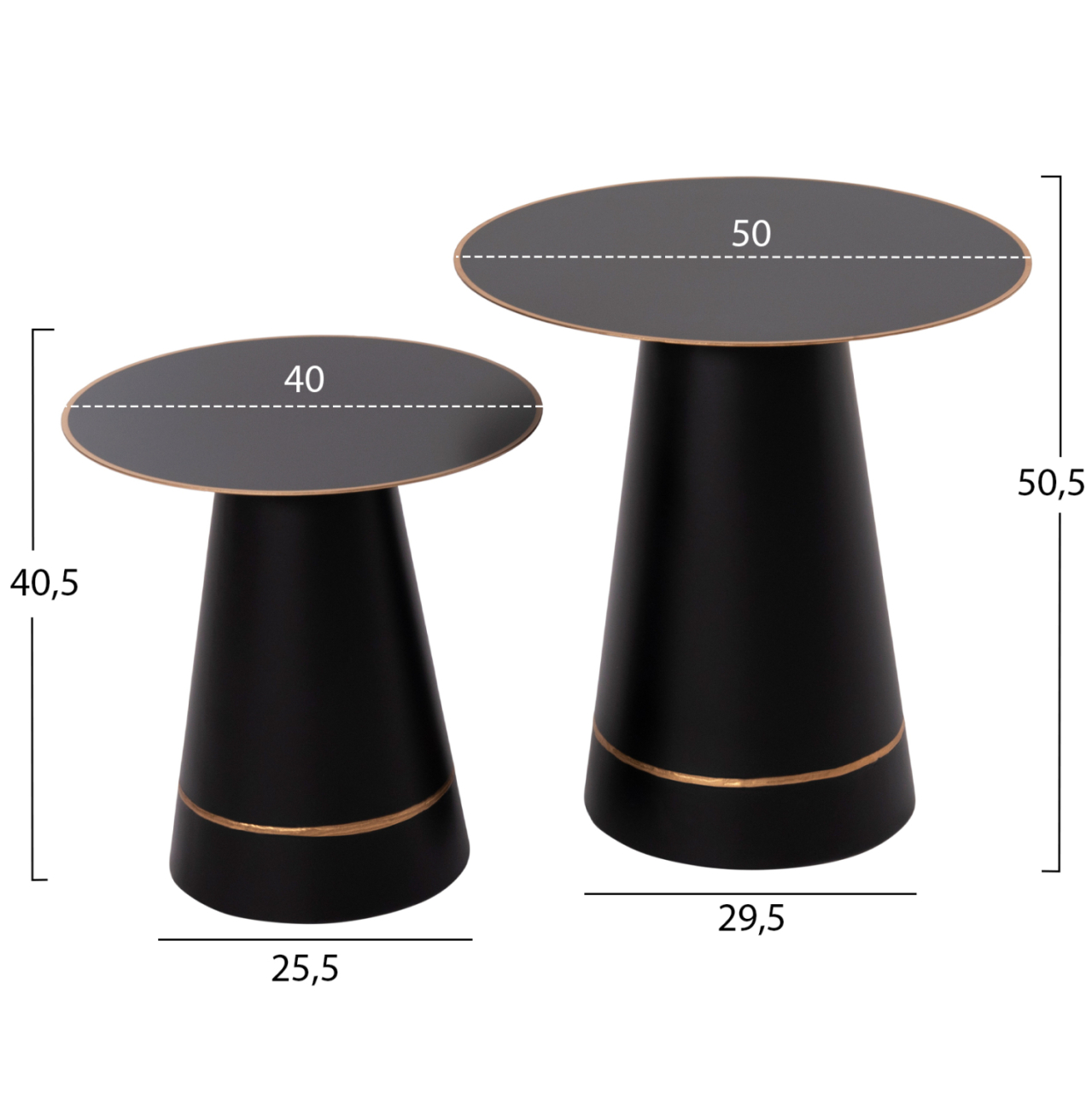 COFFEE TABLES 2PCS BALLI HM9996 ROUND METAL IN BLACK Φ50 and Φ40 cm. [2]