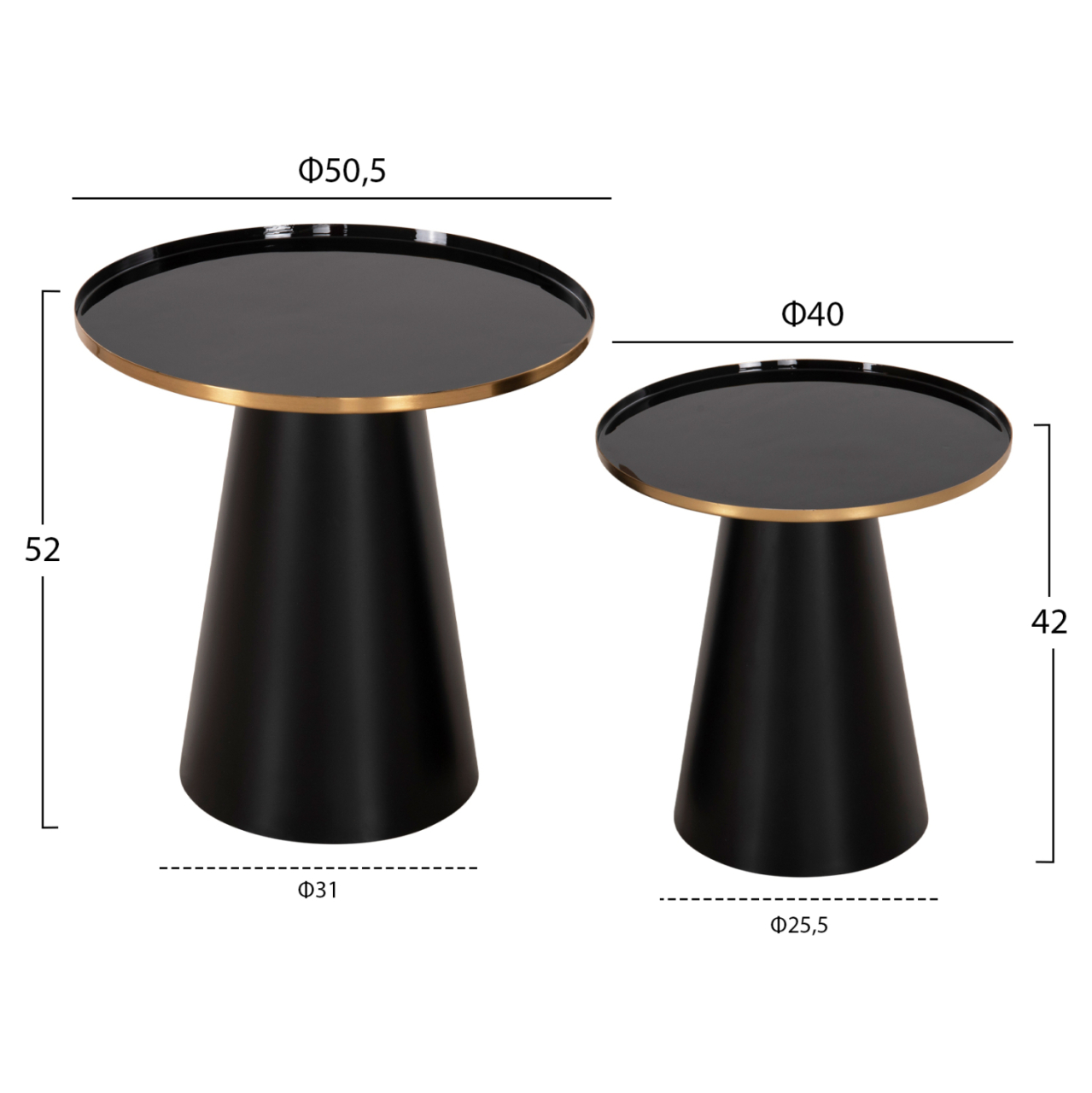 COFFEE TABLES 2PCS BENG HM9920 ENAMELED METAL TOP-MAT BASE-BLACK Φ50 and Φ40 cm. [2]