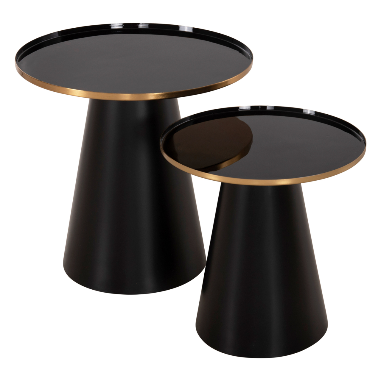 COFFEE TABLES 2PCS BENG HM9920 ENAMELED METAL TOP-MAT BASE-BLACK Φ50 and Φ40 cm. [3]