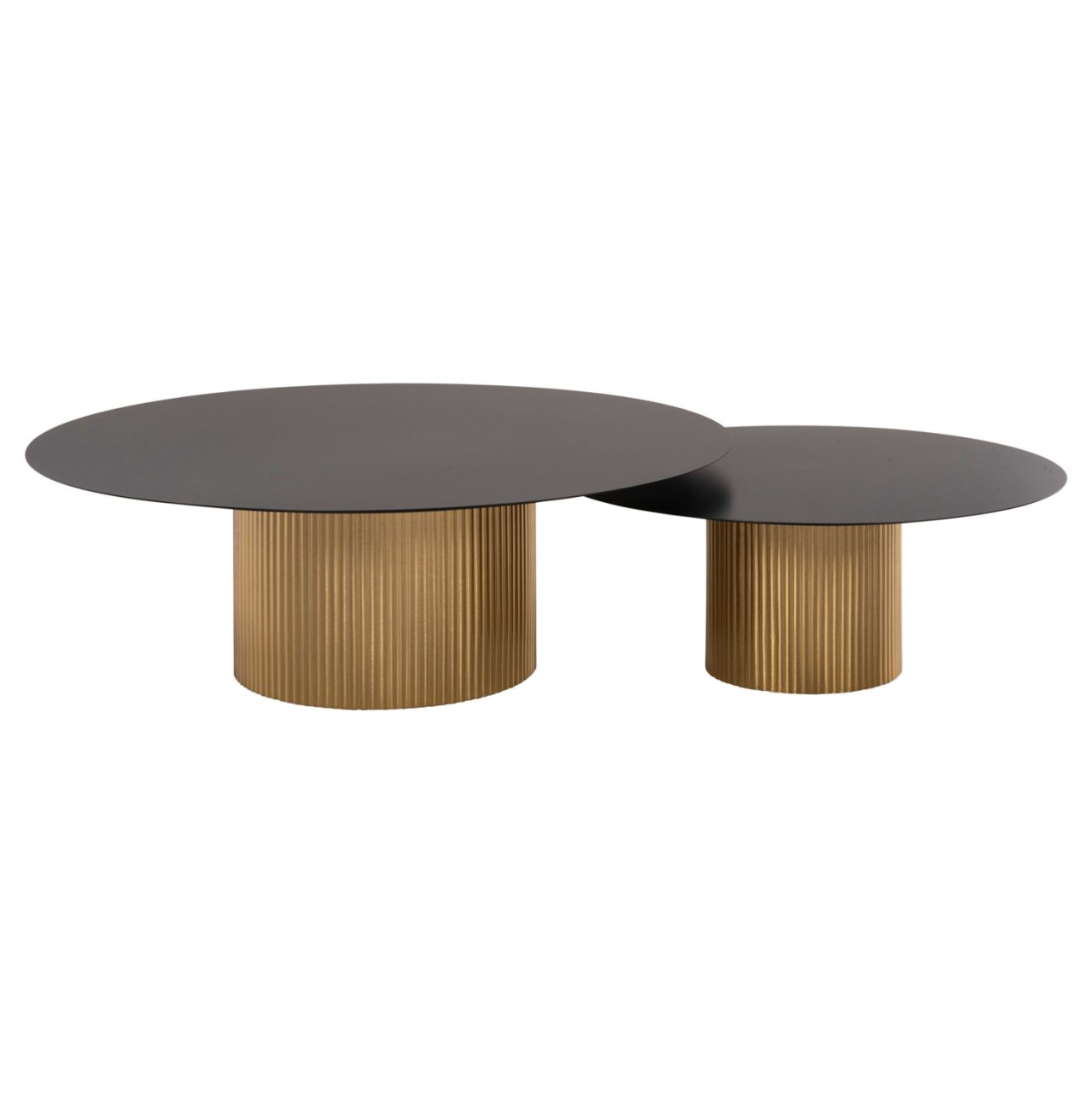 COFFEE TABLES 2PCS CLAD HM11916 METAL IN GOLD-BLACK TOP Φ110x38H and Φ80x32H cm. [3]