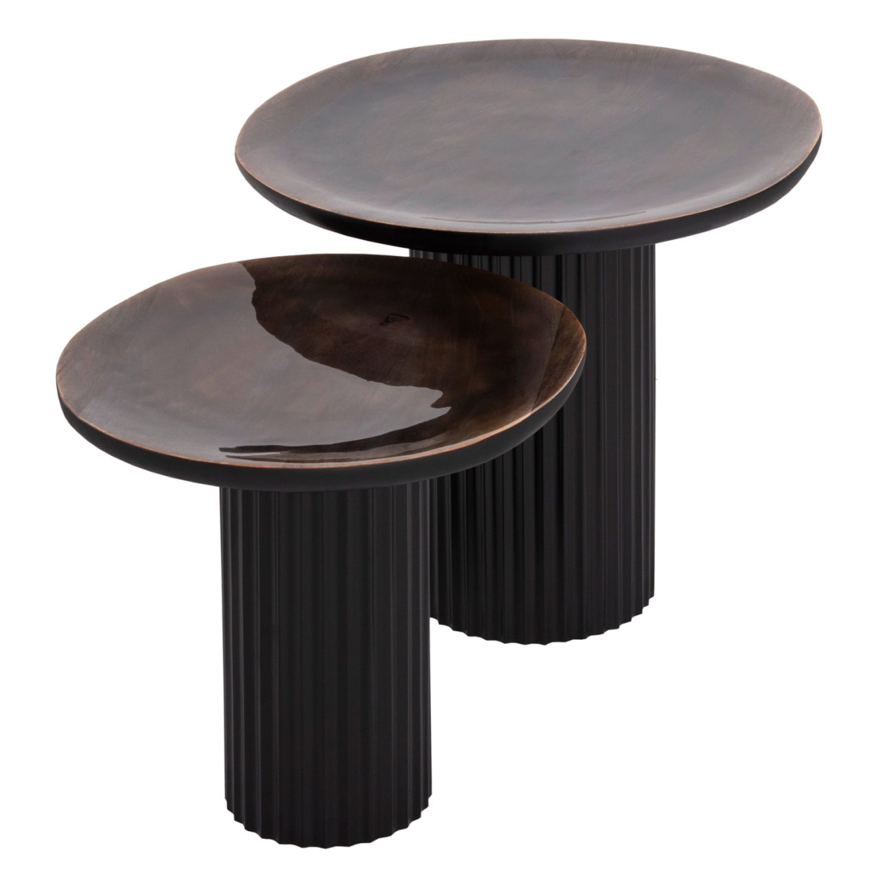 COFFEE TABLES 2PCS ELAF HM9999 MANGO WOOD ENAMELED TOP-IRON BASES [4]