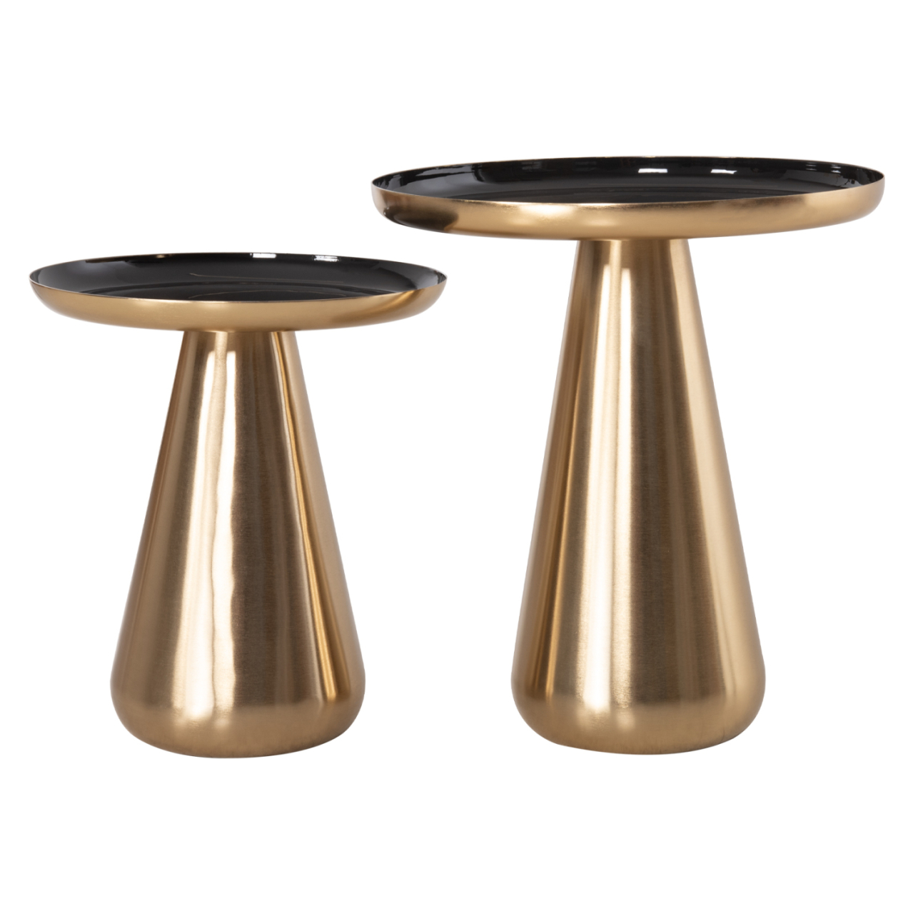 COFFEE TABLES 2PCS OLUF ΗΜ9921 ENAMELED METAL-GLOSSY GOLD and BLACK Φ50 and Φ41 cm. [7]