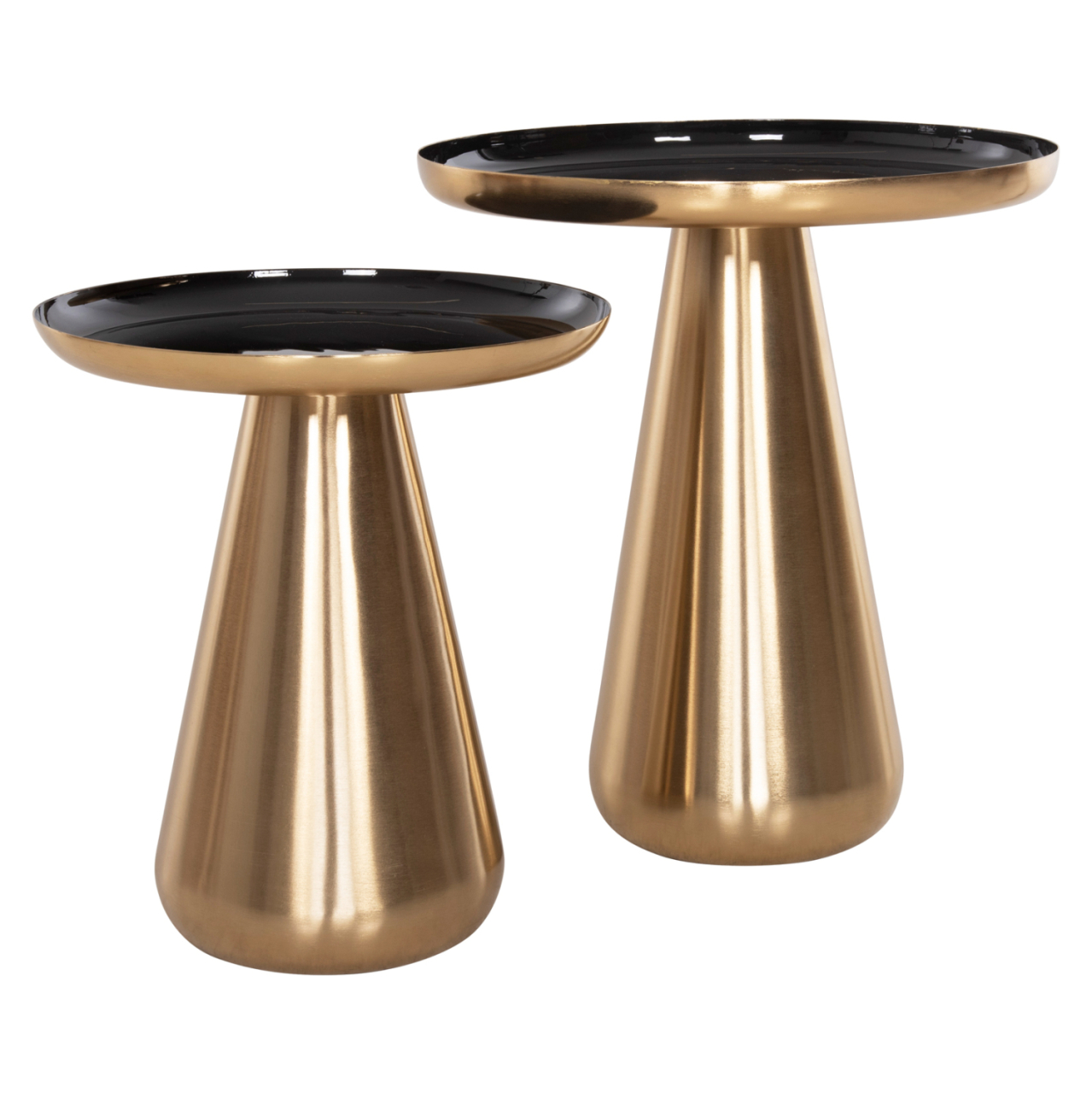 COFFEE TABLES 2PCS OLUF ΗΜ9921 ENAMELED METAL-GLOSSY GOLD and BLACK Φ50 and Φ41 cm. [3]