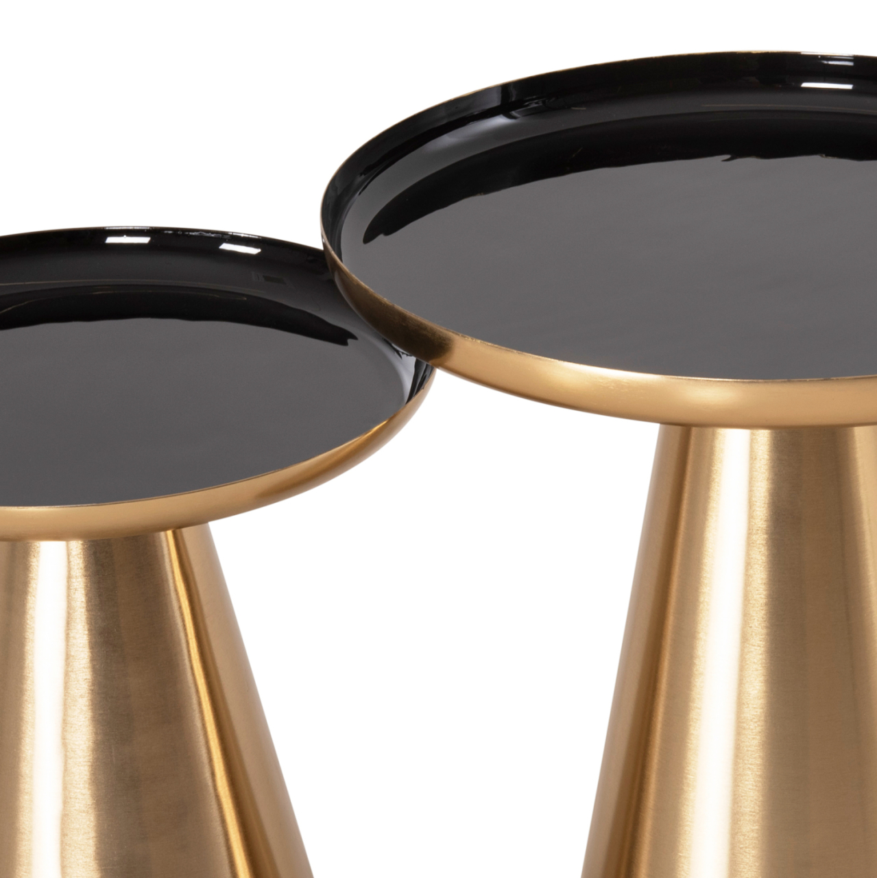 COFFEE TABLES 2PCS OLUF ΗΜ9921 ENAMELED METAL-GLOSSY GOLD and BLACK Φ50 and Φ41 cm. [4]