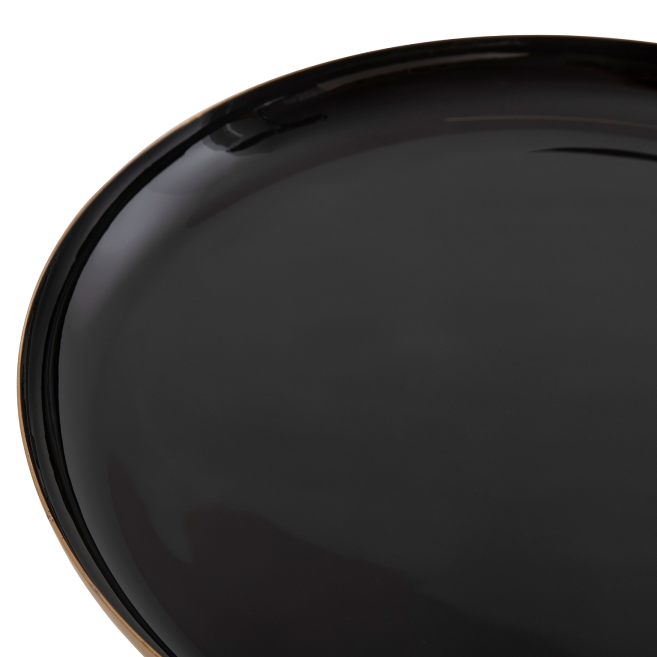 COFFEE TABLES 2PCS OLUF HM9922 ENAMELED METAL-GLOSSY BLACK-MAT GOLD Φ50 and Φ41 cm. [9]