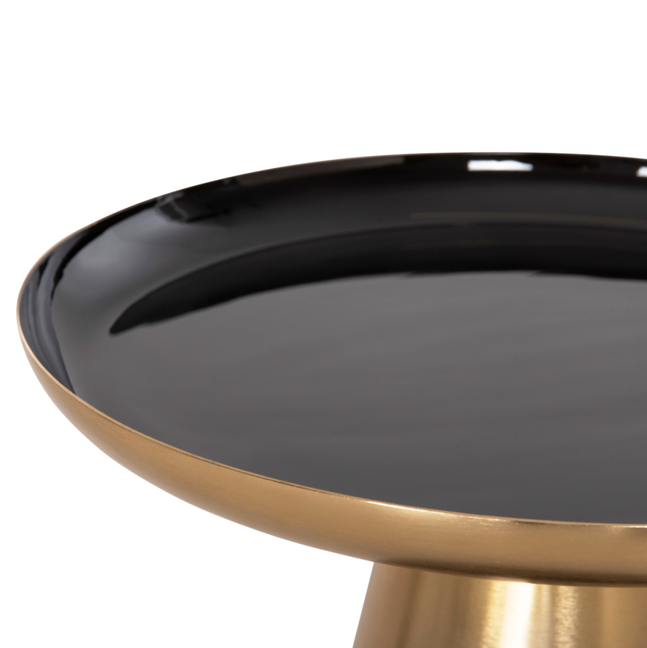 COFFEE TABLES 2PCS OLUF HM9922 ENAMELED METAL-GLOSSY BLACK-MAT GOLD Φ50 and Φ41 cm. [6]