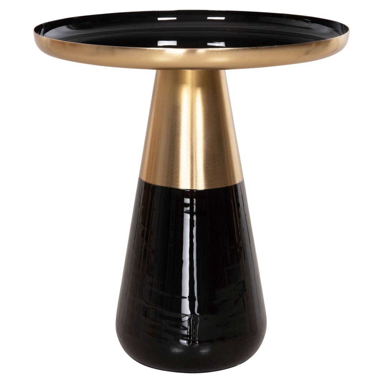 COFFEE TABLES 2PCS OLUF HM9922 ENAMELED METAL-GLOSSY BLACK-MAT GOLD Φ50 and Φ41 cm. [7]