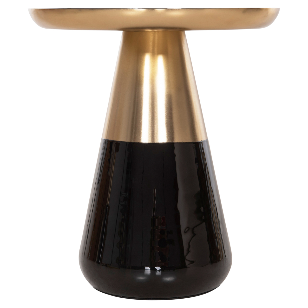 COFFEE TABLES 2PCS OLUF HM9922 ENAMELED METAL-GLOSSY BLACK-MAT GOLD Φ50 and Φ41 cm. [8]