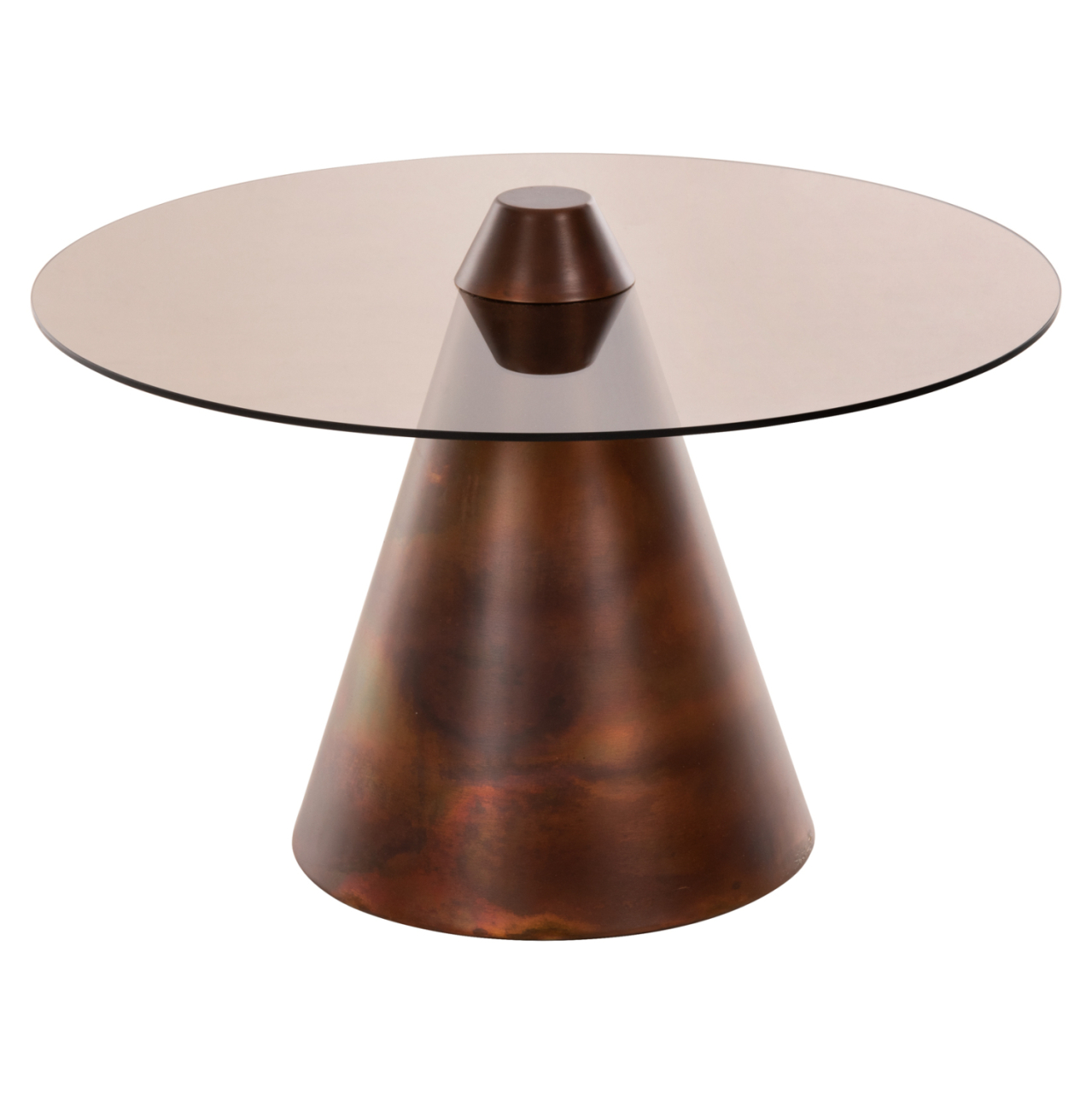 COFFEE TABLES 2PCS REBEN HM9676 METAL IN BURNED COPPER-SMOKE GLASS TOP Φ80 and Φ60 cm. [3]