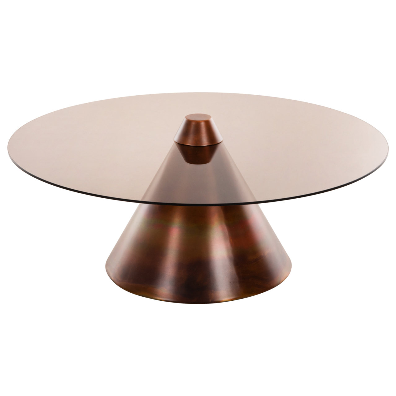 COFFEE TABLES 2PCS REBEN HM9676 METAL IN BURNED COPPER-SMOKE GLASS TOP Φ80 and Φ60 cm. [4]