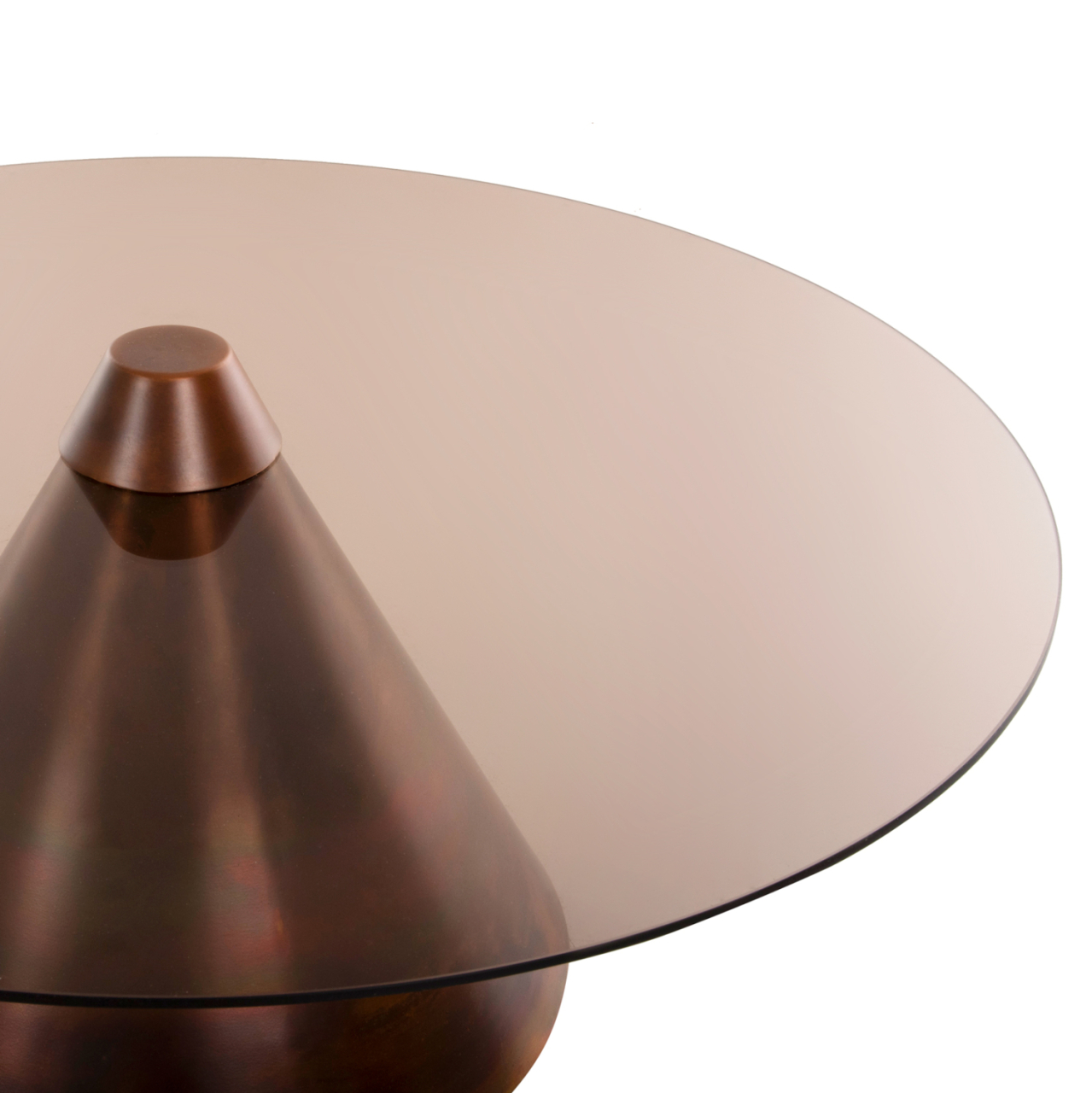 COFFEE TABLES 2PCS REBEN HM9676 METAL IN BURNED COPPER-SMOKE GLASS TOP Φ80 and Φ60 cm. [5]