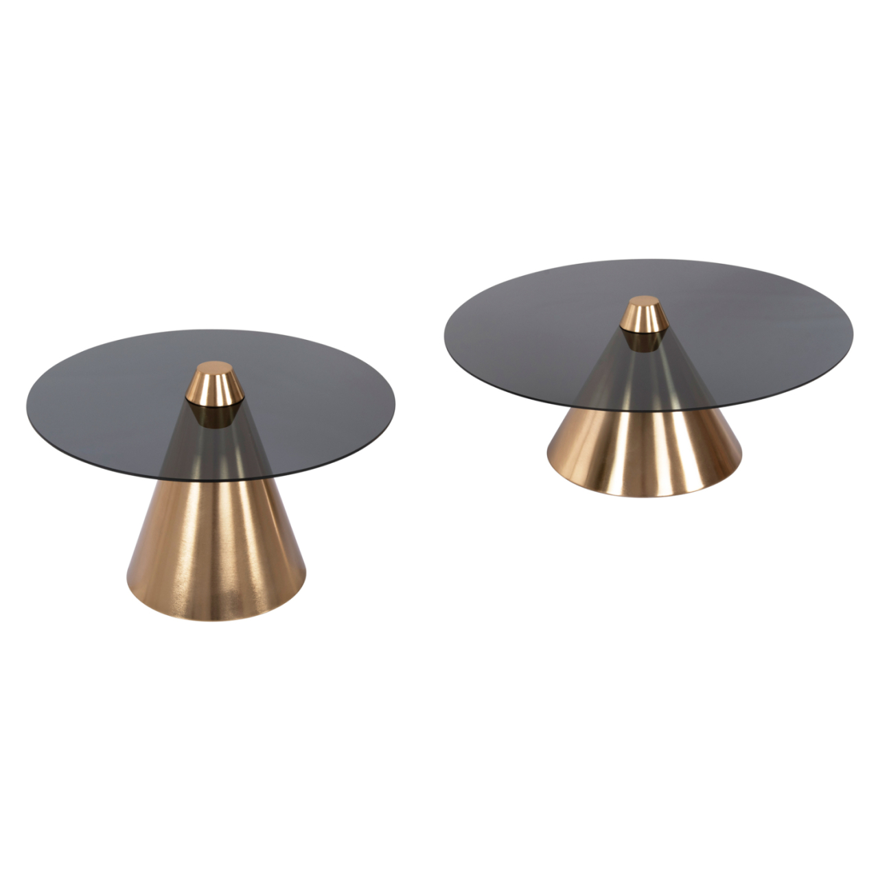 COFFEE TABLES 2PCS REBEN HM9919 METAL IN GOLD-BLACK GLASS TOP Φ80 and Φ60 cm. [9]