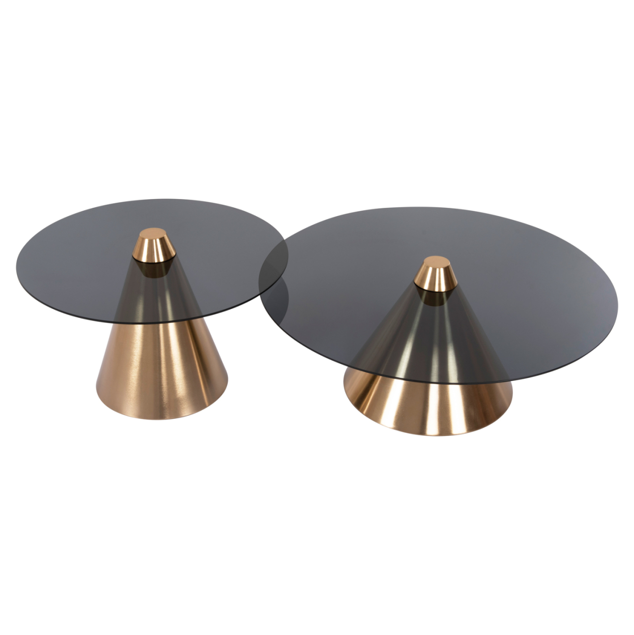 COFFEE TABLES 2PCS REBEN HM9919 METAL IN GOLD-BLACK GLASS TOP Φ80 and Φ60 cm. [10]