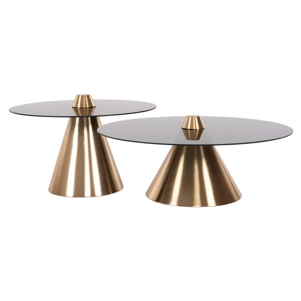 COFFEE TABLES 2PCS REBEN HM9919 METAL IN GOLD-BLACK GLASS TOP Φ80 and Φ60 cm. [3]