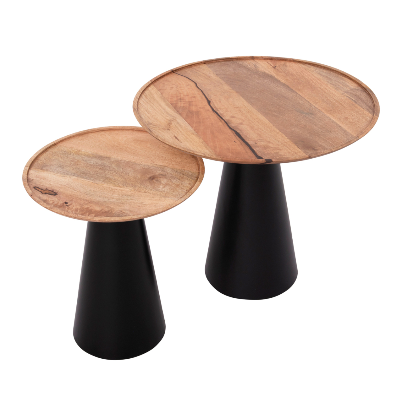 COFFEE TABLES 2PCS RIFF HM9997 MANGO WOOD TOP-IRON BASES Φ60 and Φ40 cm. [3]